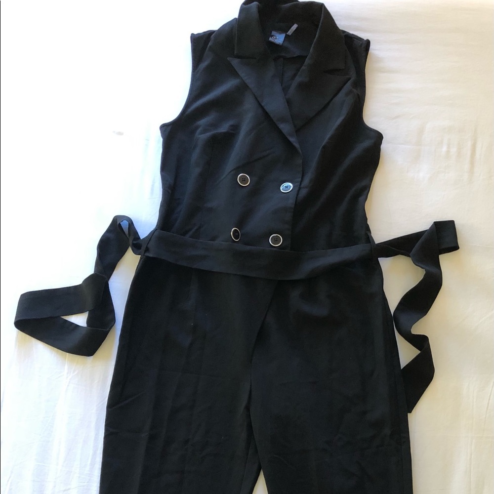 Jumpsuit Black and Grey , Wrap Button Detail Size M US 4-6
